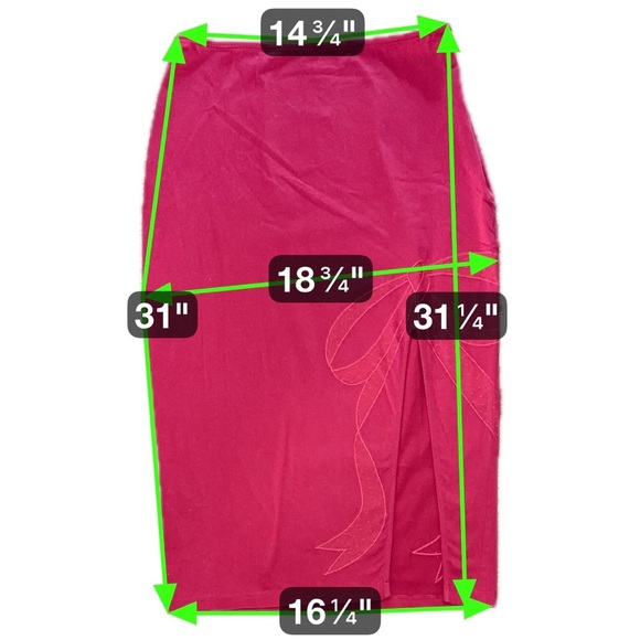 Anthropologie Maeve Red Bow Embroidered Midi Pencil Skirt Size M - Picture 14 of 14